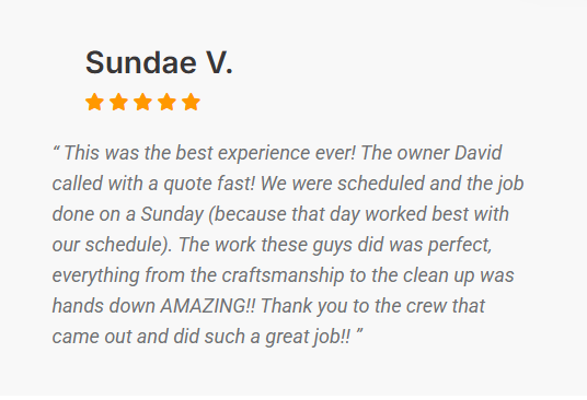 Sundae V. customer review for CTR Roofing in Reno NV